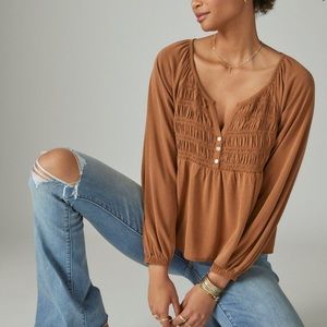 ✨NWT✨ Lucky Brand Smocked Sandwash Long Sleeve Top